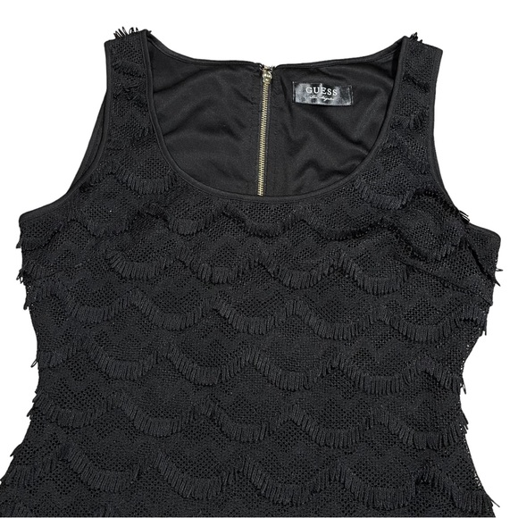 Guess size small black sleeveless flapper style mini dress fringe wave pattern - Picture 6 of 15